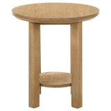 Ottowa Light Oak Round Wood Side End Table with Shelf by Coaster at Eve Furniture
