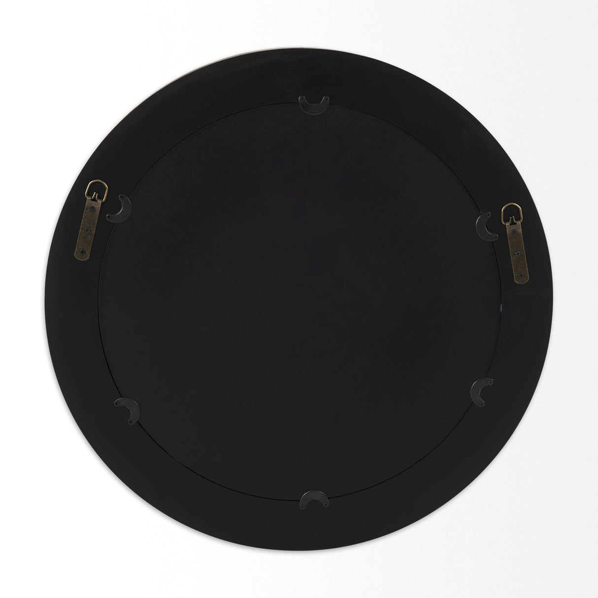 Ovallas Round Champagne Wood Frame Mirror by Mercana at Eve Furniture