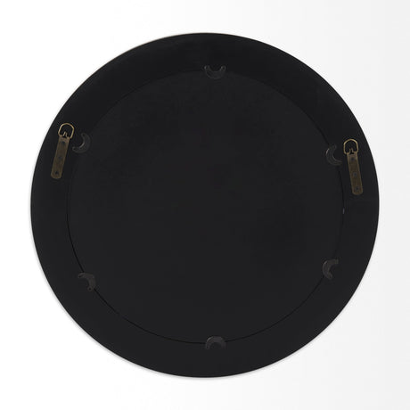 Ovallas Round Champagne Wood Frame Mirror by Mercana at Eve Furniture