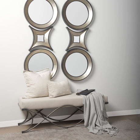 Ovallas Round Champagne Wood Frame Mirror by Mercana at Eve Furniture