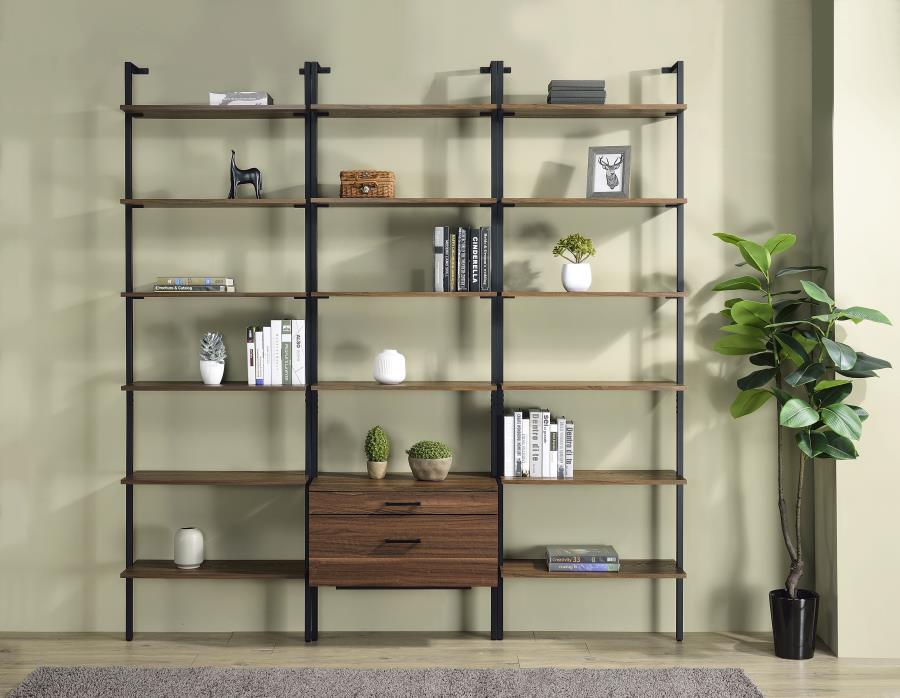 Owens Walnut 3-piece 96-inch Wall Mounted Bookshelf Set by Coaster at Eve Furniture