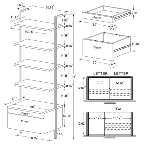Owens Walnut 3-piece 96-inch Wall Mounted Bookshelf Set by Coaster at Eve Furniture