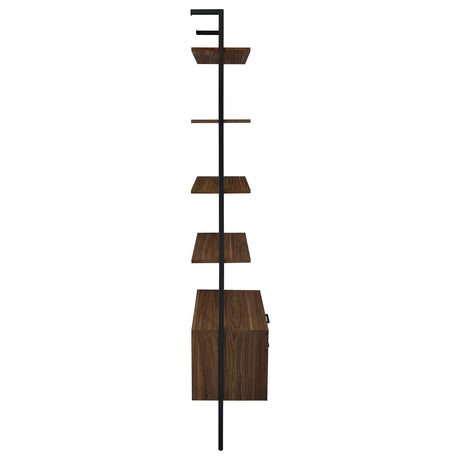Owens Walnut 31-inch 4-shelf Storage Wall Bookshelf by Coaster at Eve Furniture
