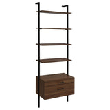 Owens Walnut 31-inch 4-shelf Storage Wall Bookshelf by Coaster at Eve Furniture