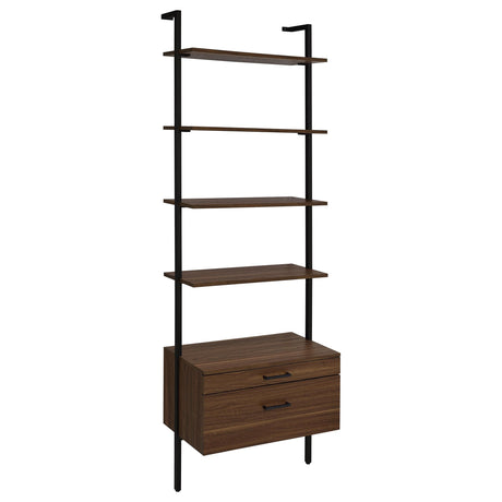 Owens Walnut 31-inch 4-shelf Storage Wall Bookshelf by Coaster at Eve Furniture