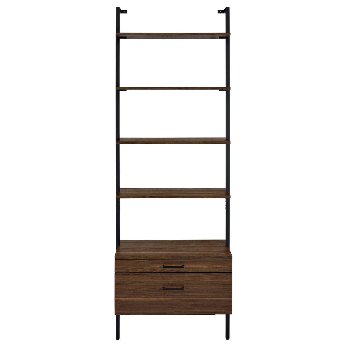 Owens Walnut 31-inch 4-shelf Storage Wall Bookshelf by Coaster at Eve Furniture