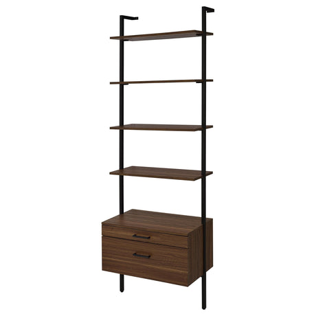 Owens Walnut 31-inch 4-shelf Storage Wall Bookshelf by Coaster at Eve Furniture