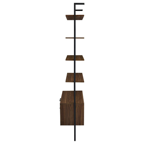 Owens Walnut 31-inch 4-shelf Storage Wall Bookshelf by Coaster at Eve Furniture