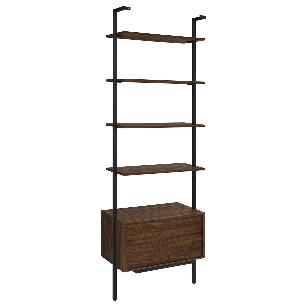 Owens Walnut 31-inch 4-shelf Storage Wall Bookshelf by Coaster at Eve Furniture