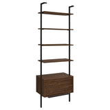 Owens Walnut 31-inch 4-shelf Storage Wall Bookshelf by Coaster at Eve Furniture