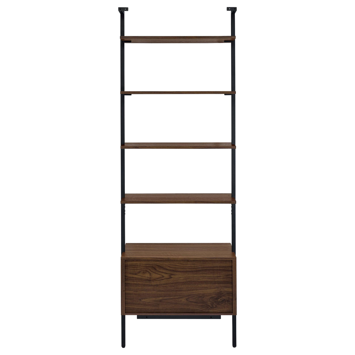 Owens Walnut 31-inch 4-shelf Storage Wall Bookshelf by Coaster at Eve Furniture
