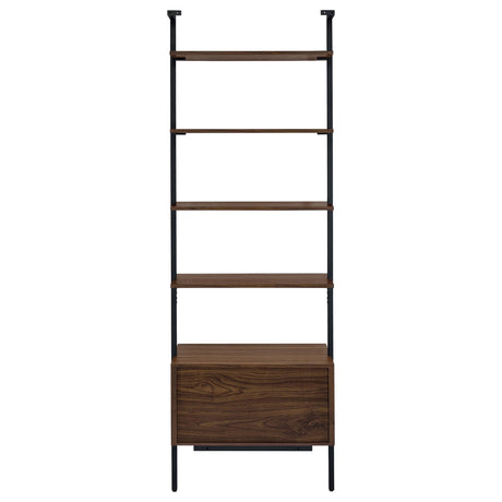 Owens Walnut 31-inch 4-shelf Storage Wall Bookshelf by Coaster at Eve Furniture