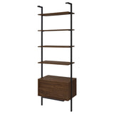 Owens Walnut 31-inch 4-shelf Storage Wall Bookshelf by Coaster at Eve Furniture