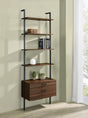 Owens Walnut 31-inch 4-shelf Storage Wall Bookshelf by Coaster at Eve Furniture