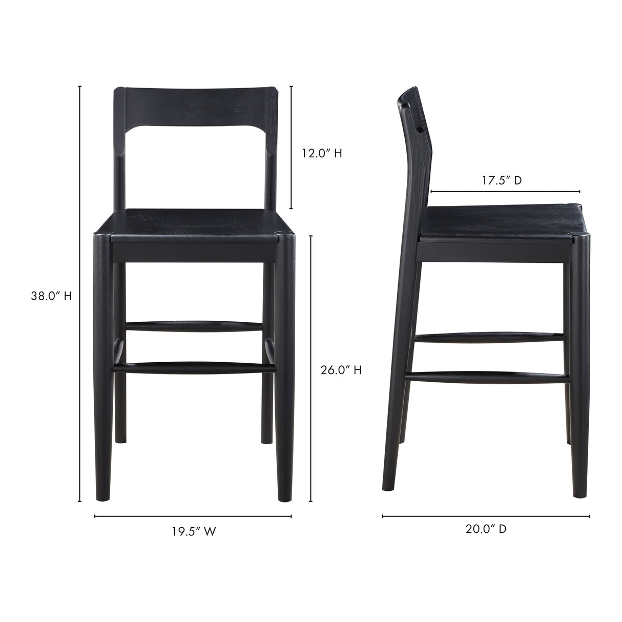 Owing Black Counter Stool by MOES at Eve Furniture