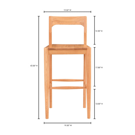 Owing Natural Oak Barstool by MOES at Eve Furniture