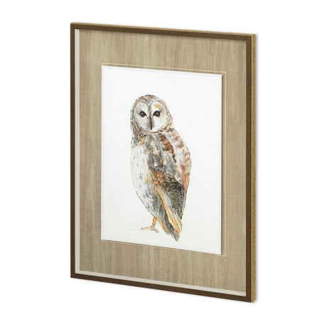 Owl I by Patti Mann a Hand Embellished Textured Framed Art Print Matted under Glass by Mercana at Eve Furniture