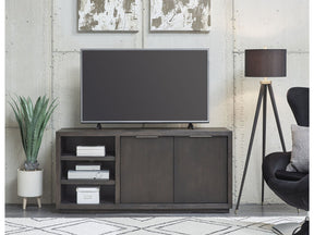 Oxford 64 inch Two Drawer Two Shelf Media Console in Basalt Grey by Modus Furniture at Eve Furniture