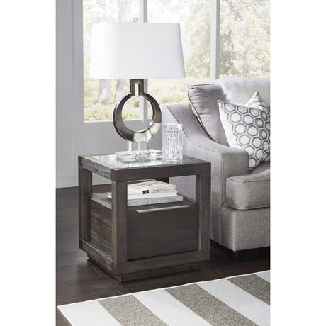 Oxford One Drawer End Table in Basalt Grey by Modus Furniture at Eve Furniture