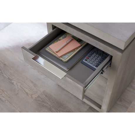 Oxford Three-Drawer Single Pedestal Desk in Mineral by Modus Furniture at Eve Furniture