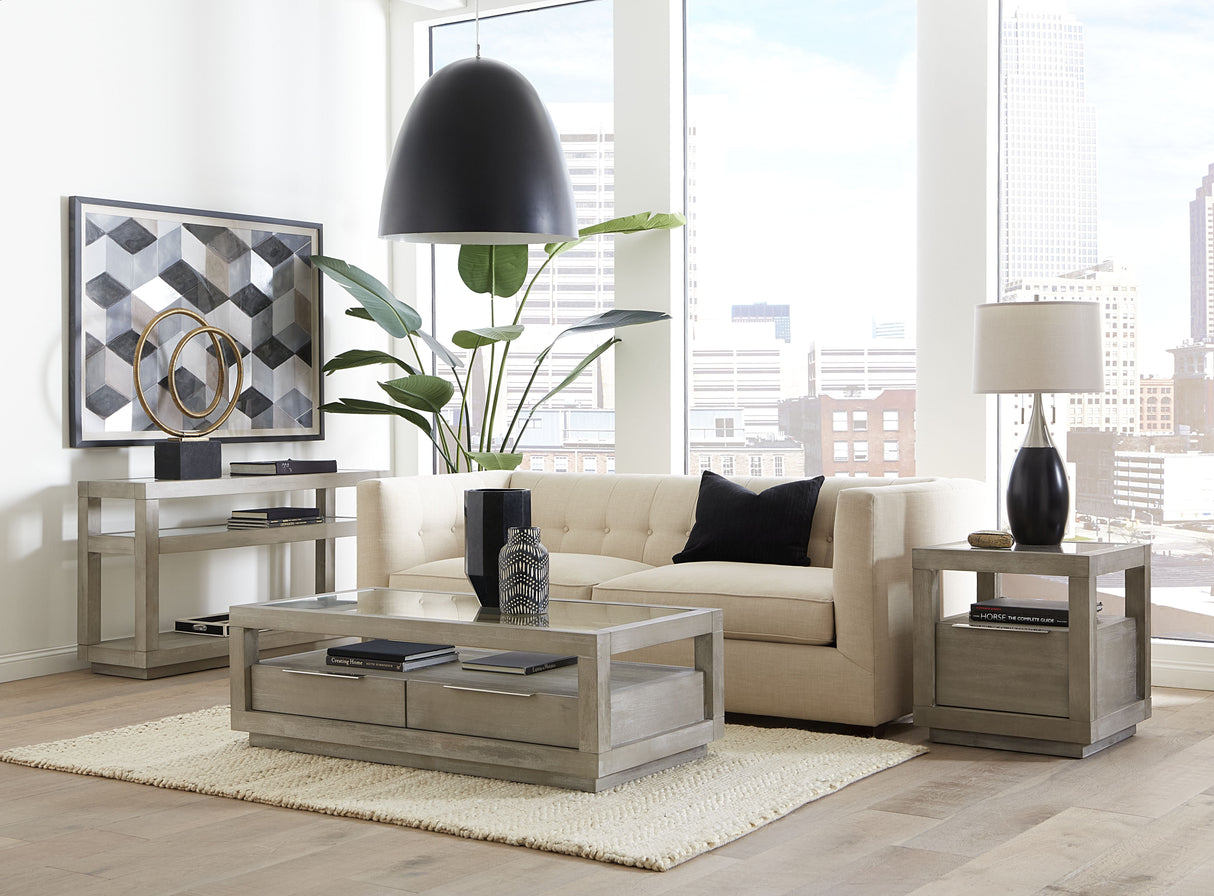 Oxford Two-Drawer Coffee Table in Mineral by Modus Furniture at Eve Furniture