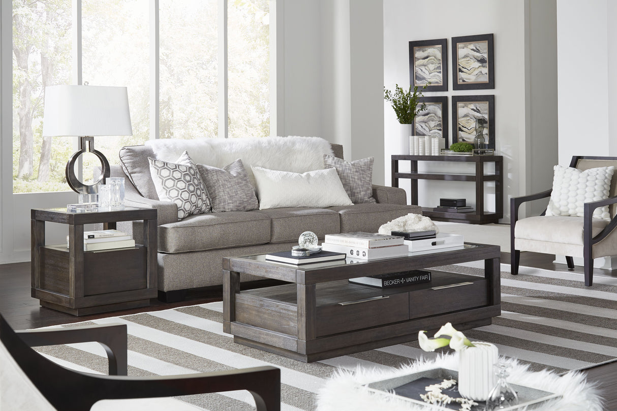 Oxford Two Drawer Rectangular Coffee Table in Basalt Grey by Modus Furniture at Eve Furniture