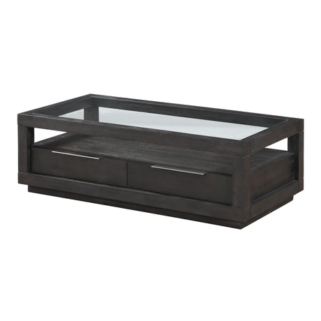 Oxford Two Drawer Rectangular Coffee Table in Basalt Grey by Modus Furniture at Eve Furniture