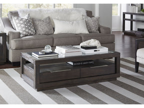 Oxford Two Drawer Rectangular Coffee Table in Basalt Grey by Modus Furniture at Eve Furniture