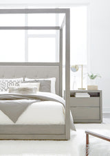 Oxford Upholstered California King Canopy Bed in Mineral by Modus Furniture at Eve Furniture
