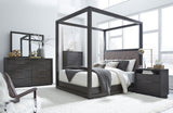 Oxford Upholstered Eastern King Canopy Bed in Dolphin by Modus Furniture at Eve Furniture