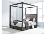 Oxford Upholstered Eastern King Canopy Bed in Dolphin by Modus Furniture at Eve Furniture