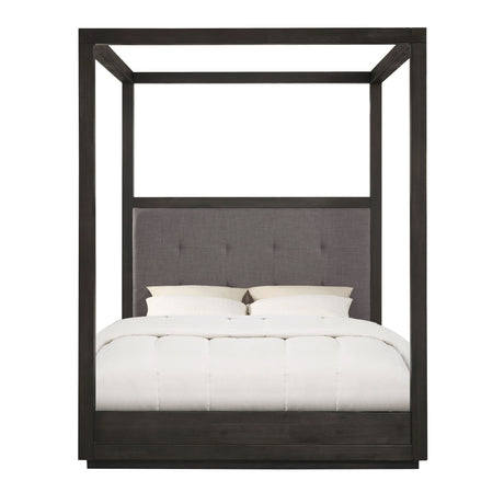 Oxford Upholstered Eastern King Canopy Bed in Dolphin by Modus Furniture at Eve Furniture