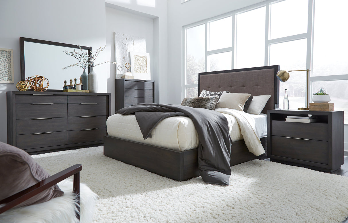 Oxford Upholstered Footboard Eastern King Storage Bed in Dolphin by Modus Furniture at Eve Furniture