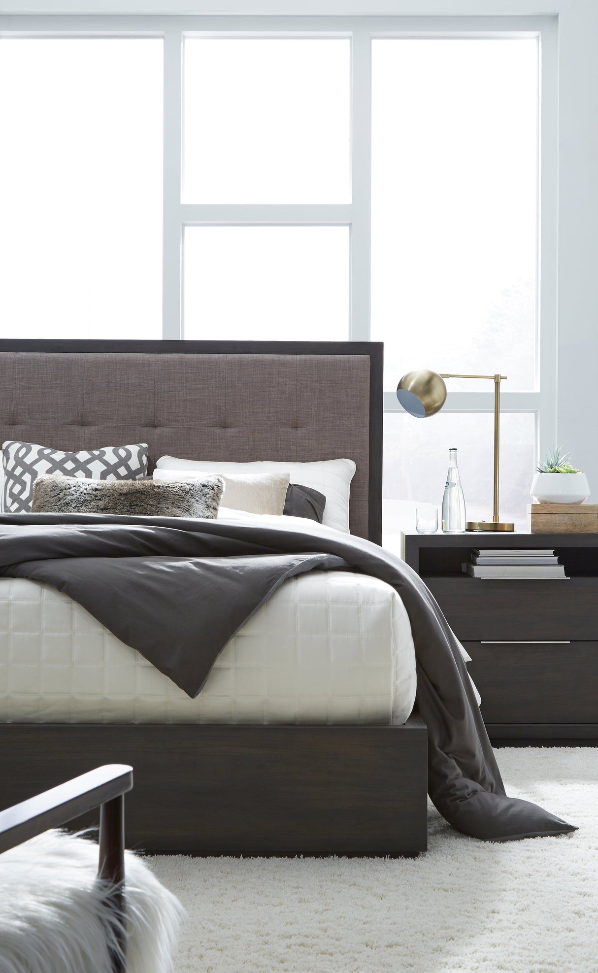 Oxford Upholstered Footboard Eastern King Storage Bed in Dolphin by Modus Furniture at Eve Furniture