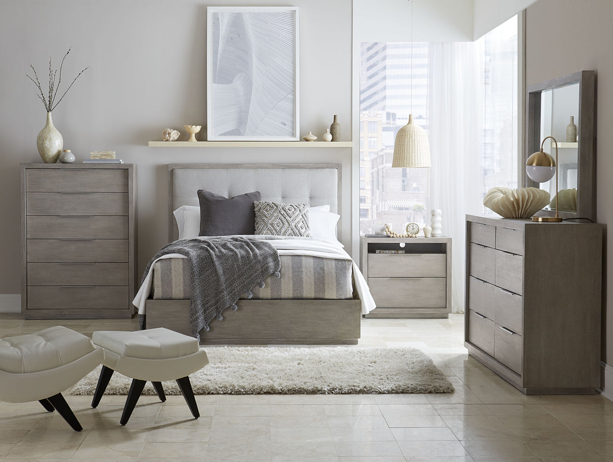 Oxford Upholstered Footboard Queen Storage Bed in Mineral by Modus Furniture at Eve Furniture