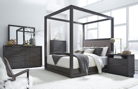 Oxford Upholstered Full Canopy Bed in Dolphin by Modus Furniture at Eve Furniture