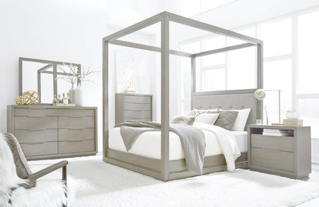 Oxford Upholstered Full Canopy Bed in Mineral by Modus Furniture at Eve Furniture