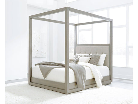 Oxford Upholstered Queen Canopy Bed in Mineral by Modus Furniture at Eve Furniture