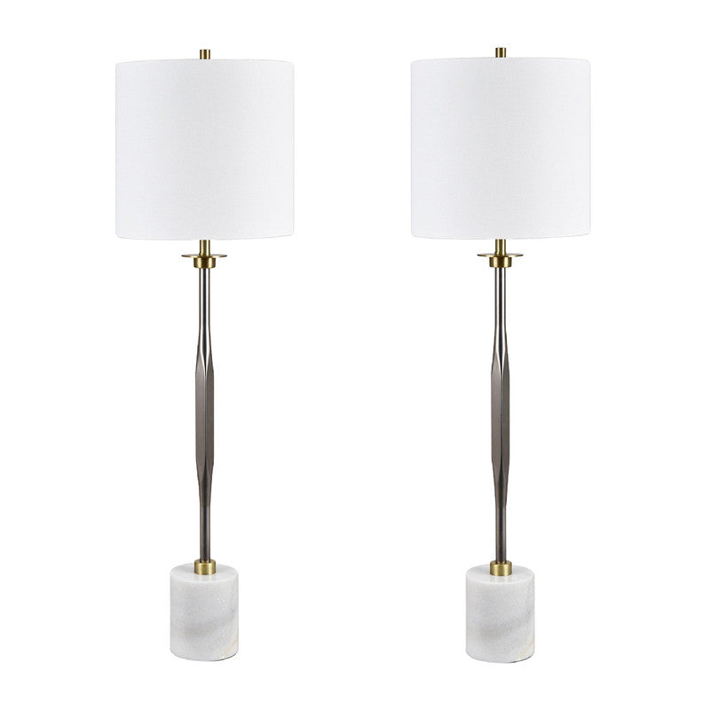 Oxley Silver/White Buffet Lamp (Set of 2) by Crestview at Eve Furniture