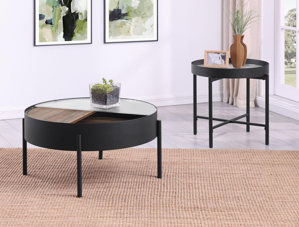 Ozella Sandy Black 2-Piece Round Coffee and End Table Set by Coaster at Eve Furniture