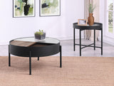 Ozella Sandy Black 2-Piece Round Coffee and End Table Set by Coaster at Eve Furniture