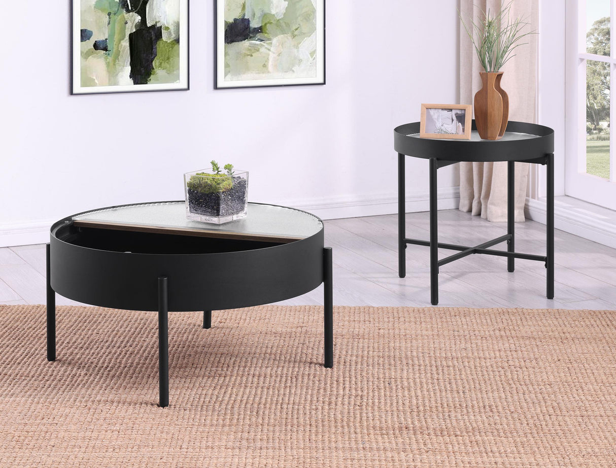 Ozella Sandy Black 2-Piece Round Coffee and End Table Set by Coaster at Eve Furniture