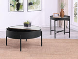 Ozella Sandy Black 2-Piece Round Coffee and End Table Set by Coaster at Eve Furniture
