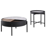 Ozella Sandy Black 2-Piece Round Coffee and End Table Set by Coaster at Eve Furniture