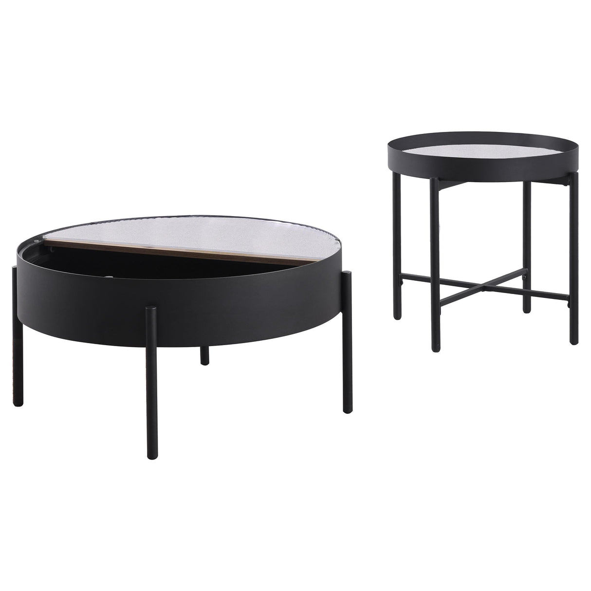 Ozella Sandy Black 2-Piece Round Coffee and End Table Set by Coaster at Eve Furniture