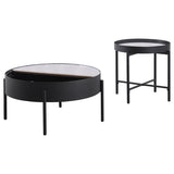 Ozella Sandy Black 2-Piece Round Coffee and End Table Set by Coaster at Eve Furniture