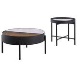 Ozella Sandy Black 2-Piece Round Coffee and End Table Set by Coaster at Eve Furniture