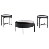 Ozella Sandy Black 3-Piece Round Coffee and End Table Set by Coaster at Eve Furniture