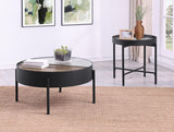Ozella Sandy Black Round Coffee Table with Hidden Storage by Coaster at Eve Furniture