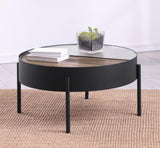 Ozella Sandy Black Round Coffee Table with Hidden Storage by Coaster at Eve Furniture